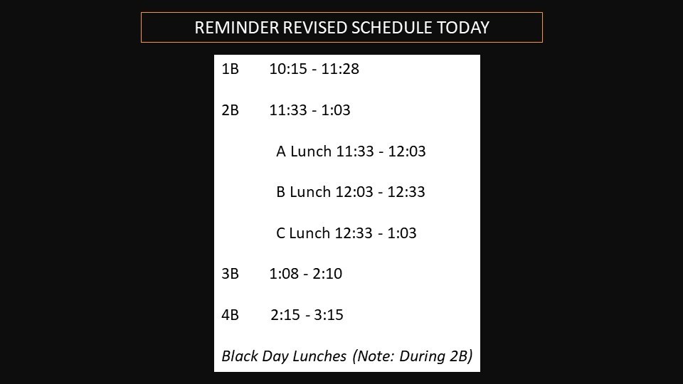 Late Start Revised Schedule  